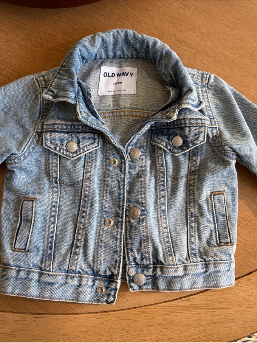 Old Navy Light Wash Blue Denim Jacket for Baby Girl (12-18M) Personalized “RY”